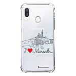 LaCoqueFrançaise Coque Samsung Galaxy A20e anti-choc souple angles renforcés transparente Motif J'aime Marseille