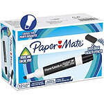 PAPER MATE Marqueur tableau blanc, pointe biseautée, noir x 12