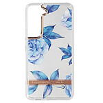 Avizar Coque Samsung Galaxy S22 Dos Rigide Contour Souple Design Fleurs Bleues