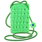 Avizar Sac Bandoulière pour Smartphone Tricoté Main Motif Fleur  Vert