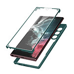 Avizar Coque pour Samsung Galaxy S22 Ultra Dos Plexiglas Avant Polymère Coins Renforcés  Contour vert