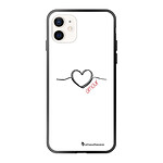 LaCoqueFrançaise Coque iPhone 12 Mini Coque Soft Touch Glossy Coeur Noir Amour Design