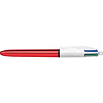 BIC Stylo à bille rétractable 4Colours Shine rouge métal bleu noir rouge vert x 12