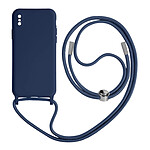 Avizar Coque Cordon pour iPhone X et XS Semi-rigide Lanière Tour du Cou 80cm  bleu