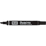 PENTEL Marqueur permanent N60 corps alu pointe biseautée Noir x 12