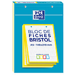 OXFORD Bloc de 30 Fiches Bristol Perforées A5 Q5/5 Bordures jaune