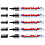 EDDING Marqueur Permanent Spécial Industrie 8300 Noir Pointe Ronde 1,5-3 mm x 5