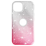 Avizar Coque pour iPhone 14 Paillette Silicone Semi rigide  Rose et Argent