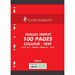 CONQUÉRANT Feuillets mobiles A4 cm 100 pages 80g grands carreaux verts x 10