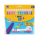 BIC Etui de 12 feutres de coloriage KIDS COULEUR BABY Pointe Boule Bloquée 4,5 mm