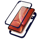 Avizar Coque 360° pour iPhone XR Dos Rigide Protection Écran Souple Coins Renforcés  Contour bleu