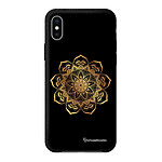 LaCoqueFrançaise Coque iPhone X/Xs effet cuir grainé noir Mandala Or Design