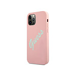 Guess Coque pour Apple iPhone 12 / 12 Pro Collection Silicone Vintage en TPU Rose