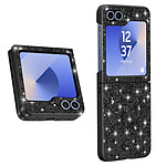 Avizar Coque Paillette pour Samsung Z Flip 6 Dos Rigide Contour Souple Noir