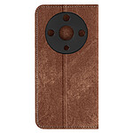 Avizar Etui Denim Portefeuille pour Honor Magic 6 Lite 5G Support vidéo Marron