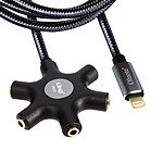 LinQ Câble audio Lightning vers 5 prises Jack 3.5mm Son de qualité Longueur 1,5 mètre