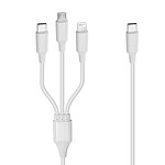 LinQ Câble USB-C 3 en 1 vers Micro-USB iPhone Lightning USB Type C PD 20W  Blanc