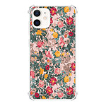 LaCoqueFrançaise Coque iPhone 12 mini Silicone antichocs Solides coins renforcés  transparente Motif Fleurs Beige et Rose