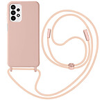 Avizar Coque Cordon pour Samsung Galaxy A23 5G et M23 5G Semi-rigide Lanière Tour du Cou 80cm  rose