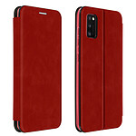 Avizar Étui Samsung A41 Simili-Cuir Texturé Clapet Porte-carte Support Vidéo rouge