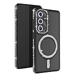 Avizar Coque Diamant pour Samsung Galaxy S24 MagSafe Contour Strass Noir