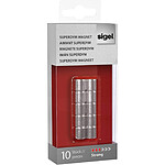 SIGEL Boîte de 10 Aimants SuperDym C5 Ø 10x10 mm Strong 3,6 kg Argent clair