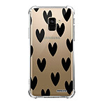 Evetane Coque Samsung Galaxy A8 2018 anti-choc souple angles renforcés transparente Motif Coeurs Noirs