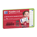 OXFORD Paquet de 32 Fiches Bristol flashcards 2.0 Non Perforées 75x125 mm A7 ligné vert