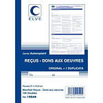 ELVE Carnet de reçus - Dons aux oeuvres A4 - 50 Feuillets Doubles Autocopiants