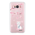 Evetane Coque Samsung Galaxy S8 360 intégrale transparente Motif Chat et Fleurs Tendance