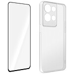 Avizar Coque pour Oppo Reno 8 Pro 5G Silicone Souple et Film Verre Trempé 9H  transparent contour noir