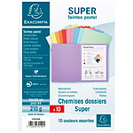 EXACOMPTA Paquet 10 chemises SUPER 210 Assorties 10 teintes x 10