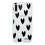 Evetane Coque Samsung Galaxy A70 360 intégrale transparente Motif Coeurs Noirs Tendance