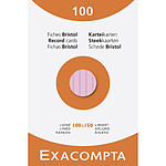 EXACOMPTA Etui de 100 fiches - bristol ligné non perforé 100x150mm - Couleurs assorties