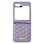 Avizar Coque pour Samsung Z Flip 5 Simili Cuir Rhombique Pliable Collection Geo  Violet