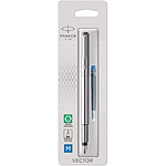 PARKER Stylo plume VECTOR pointe moyenne corps acier encre bleu