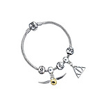 Harry Potter - Bracelet pour breloques plaqué argent Charm Set Deathly Hallows/Snitch/3 Spell B