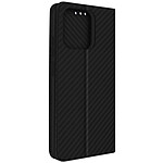 Avizar Etui pour Xiaomi Redmi 12C effet carbone clapet magnétique support vidéo  Noir