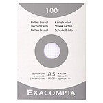 EXACOMPTA Etui de 100 Fiches BRISTOL 148x210 mm Quad 5X5 non perforées Blanc