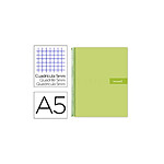 LIDERPAPEL Cahier spirale crafty couverture contrecollée a5 240p 90g/m2 5x5mm microperforé 6 trous coloris vert