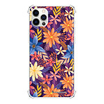 LaCoqueFrançaise Coque iPhone 12/12 Pro anti-choc souple angles renforcés transparente Motif Fleurs violettes et oranges