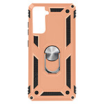 Avizar Coque Samsung Galaxy S21 Plus Antichoc Bi-matière Bague Support Vidéo rose gold