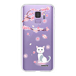 Evetane Coque Samsung Galaxy S9 360 intégrale transparente Motif Chat et Fleurs Tendance