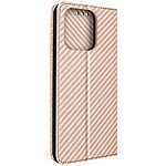 Avizar Etui pour Xiaomi Redmi 12C effet carbone clapet magnétique stand  Rose Gold