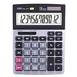 DELI Calculatrice bureau métallique 12 chiffres Dual Power