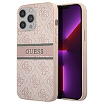 Guess Coque pour iPhone 13 Pro avec Imprimé et Bande Monochrome Luxe Rose Poudré