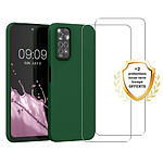 Evetane Coque Redmi Note 11 Silicone liquide Vert Foret + 2 Vitres en Verre trempe Protection ecran Antichocs