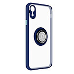 Avizar Coque iPhone XR Bi-matière Bague Métallique Support bleu nuit