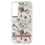 Avizar Coque Samsung Galaxy S22 Dos Rigide Contour Souple Design Fleurs Blanches