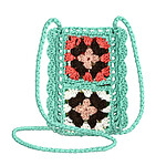 Avizar Sac Bandoulière pour Téléphone Tissé Creux Motifs Colorés  Turquoise